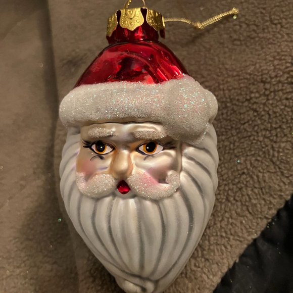 SET OF 4 GLASS CHRISTMAS SANTA CLAUS ORNAMENTS - Picture 6 of 13